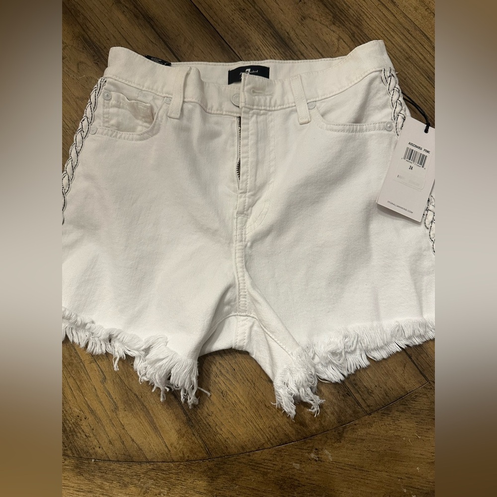 7 For All Mankind White Denim Shorts